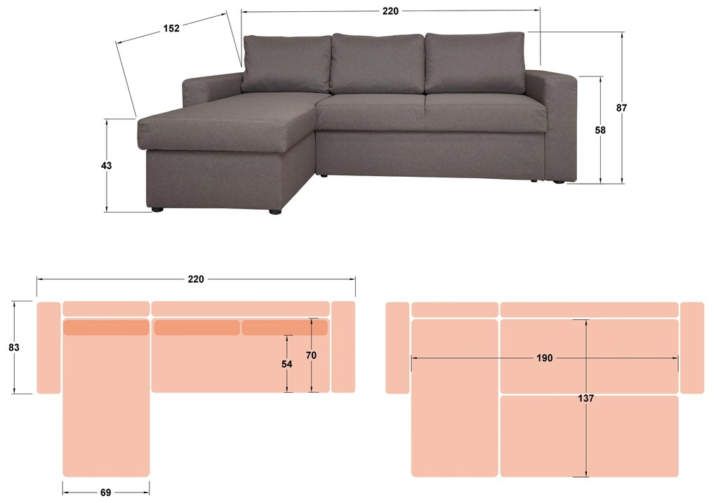 Разтегателен ъглов диван Алба