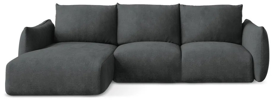 Тъмносив шенилов сгъваем ъглов диван (ляв ъгъл) Leila – Makamii