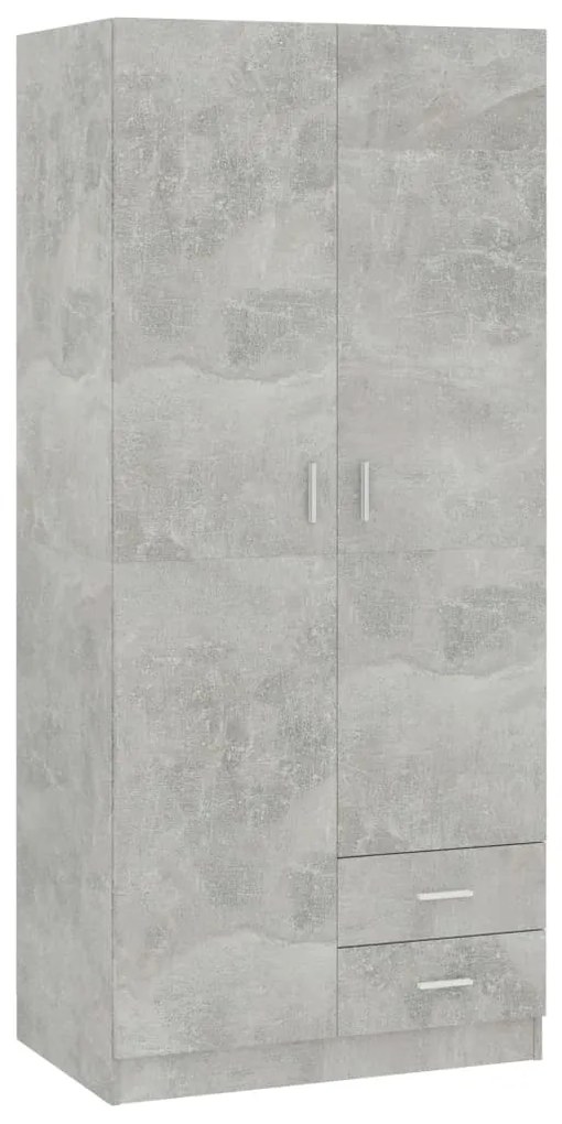 800643 vidaXL Гардероб, бетонно сив, 80x52x180 см, инженерно дърво