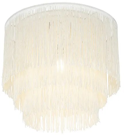 Ориенталска таванна лампа злато кремав абажур с ресни - Franxa