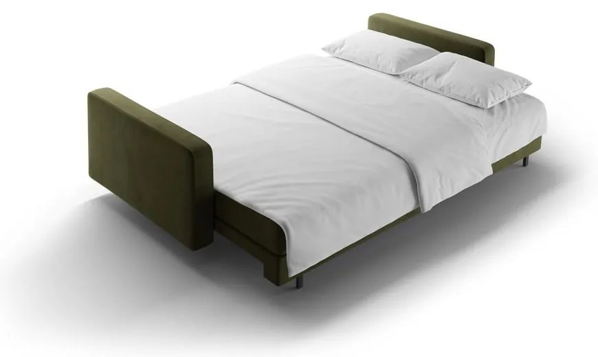 Зелен кадифен разтегателен диван с място за съхранение 222 cm Bali – Cosmopolitan Design