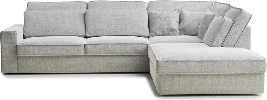 Светлосив шенилов ъглов диван (десен ъгъл/L форма) Kirou – Maison de Rêve