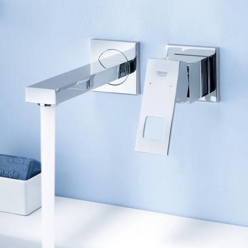 Кран за мивка стена Grohe Eurocube-Дължина 23 cm.-Silver Mat