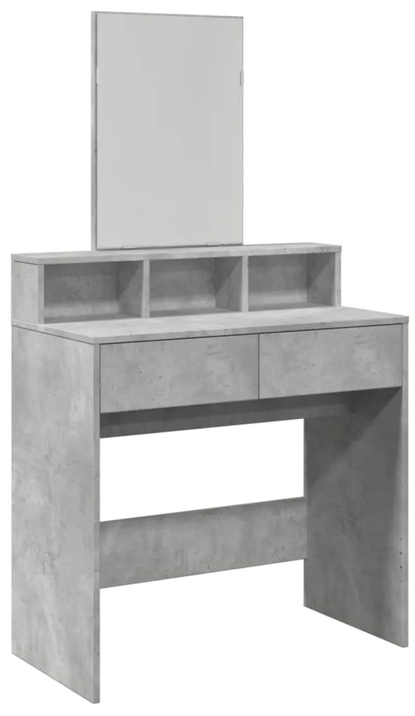 848174 vidaXL Тоалетка с огледало, бетонно сива, 80x41x144,5 см