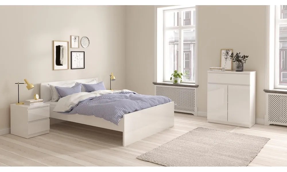 Бяло двойно легло 140x200 cm ПДЧ без ламелно дъно Naia – Tvilum