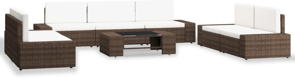 3054592 vidaXL Градински комплект, 8 части, кафяв полиратан