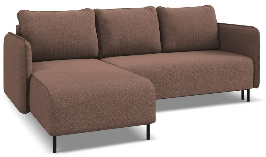 Розов разтегателен ъглов диван с място за съхранение (ляв ъгъл) Luana – Makamii