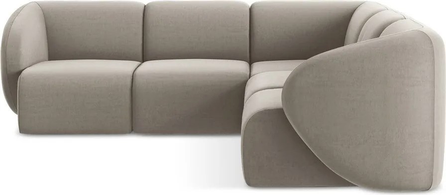 Светлокафяв кадифен ъглов диван Lani – Makamii