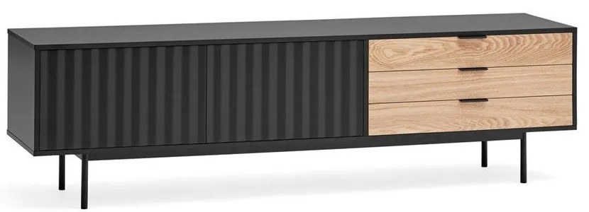 Черна/естествена маса за телевизор от декор от дъб 180x52 cm Sierra – Teulat