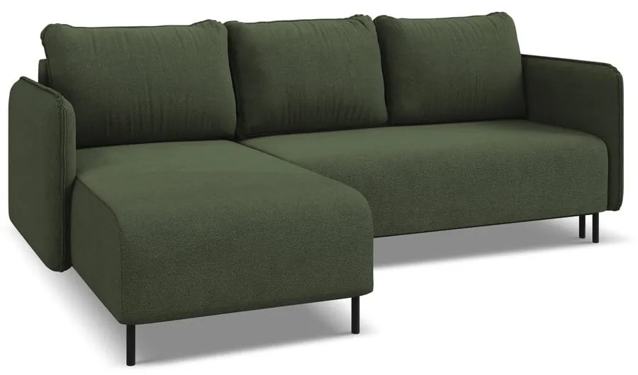 Зелен разтегателен ъглов диван с място за съхранение (ляв ъгъл) Luana – Makamii