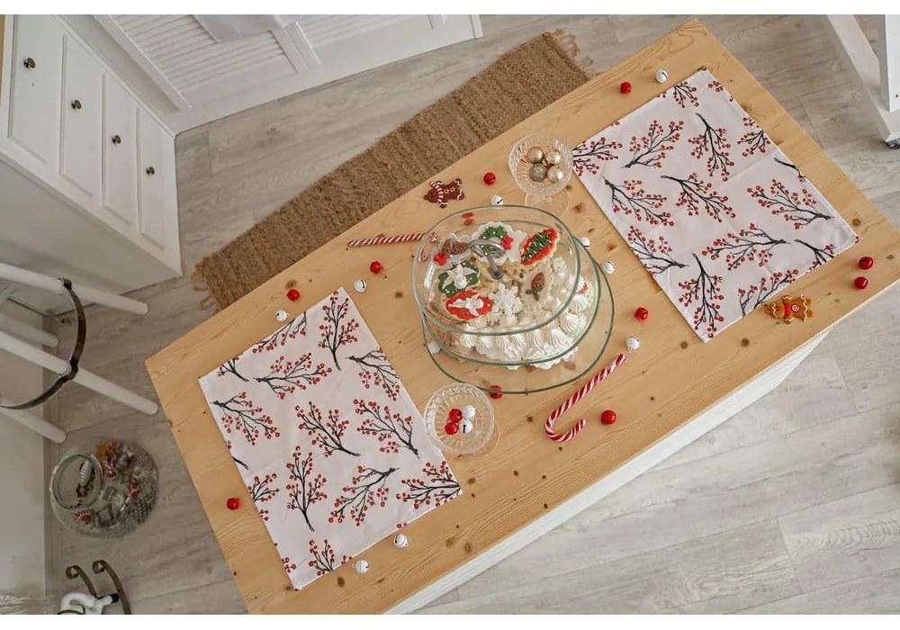 Коледни подложки от плат в комплект от 2 подложки 45x35 cm Rowan Berries - Butter Kings