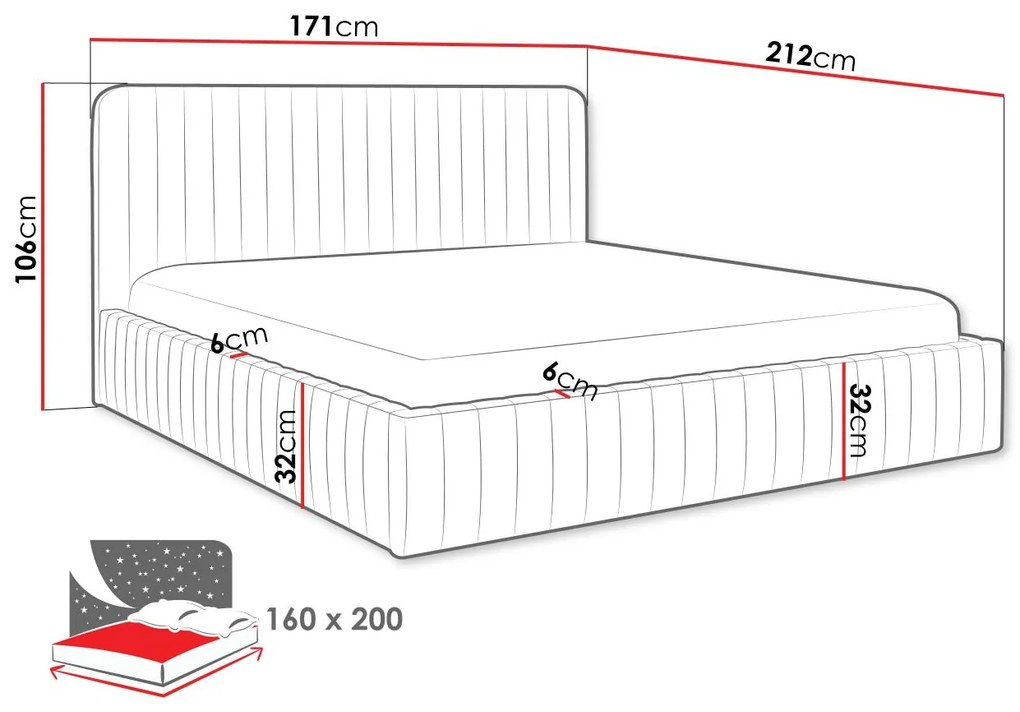 Тапицирано легло Caniko-Roz-160 x 200 см