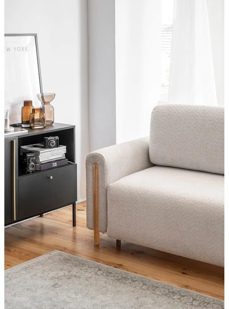 Бежов сгъваем/с място за съхранение диван от прежда с примки от букле 244 cm Arcadova – ELTAP