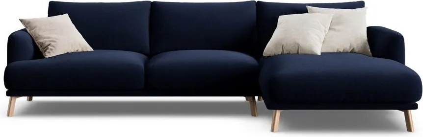 Тъмносин кадифен ъглов диван (десен ъгъл) Naomi – Micadoni