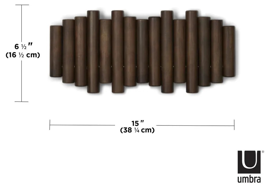 Тъмнокафява стенна закачалка от масивен бор Picket – Umbra