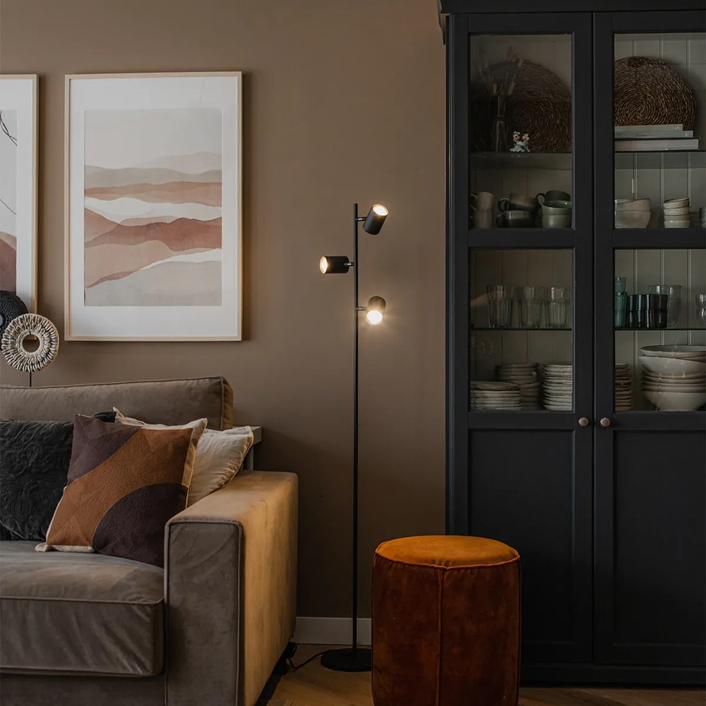 Модерна подова лампа черна 3-светлина - Jeana