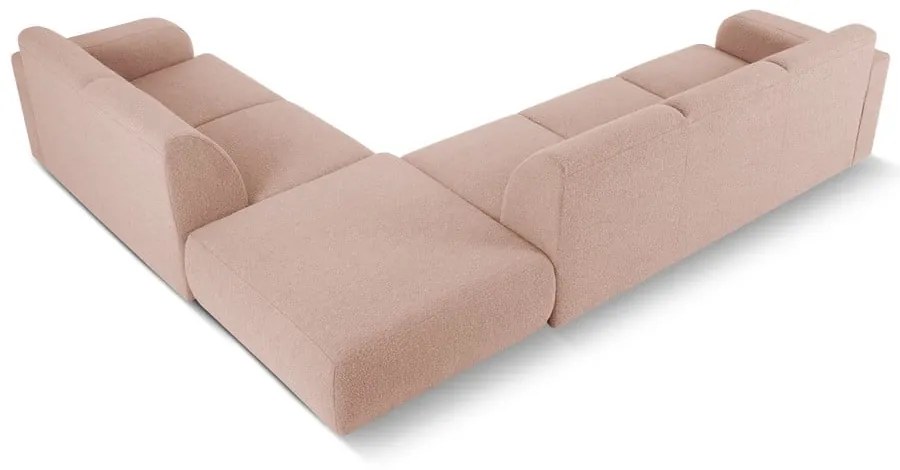 Розов ъглов диван от плат букле (десен ъгъл) Molino - Micadoni Home