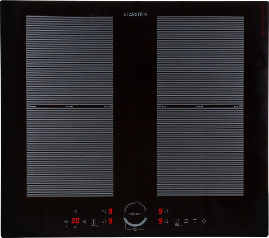 Klarstein Delicatessa 60, индукционен котлон за вграждане, 4 зони, 7000 W, керамична повърхност, черна