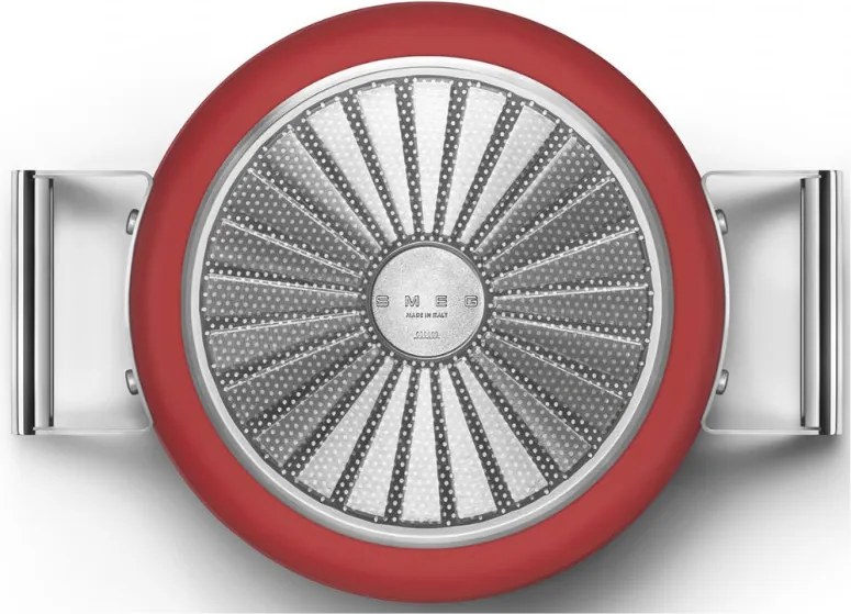 Тенджера SMEG CKFC2411RDM, 4.8 л, Ø24 см, Тефлоново покритие, До 250°C, Индукция, Червен