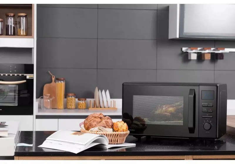 Разопакован: Микровълнова фурна 4в1 Toshiba MW2-AC25TBK, 25 л, 950W, Grill 1100W, Конвекция 2100W, Керамично покритие, Черен