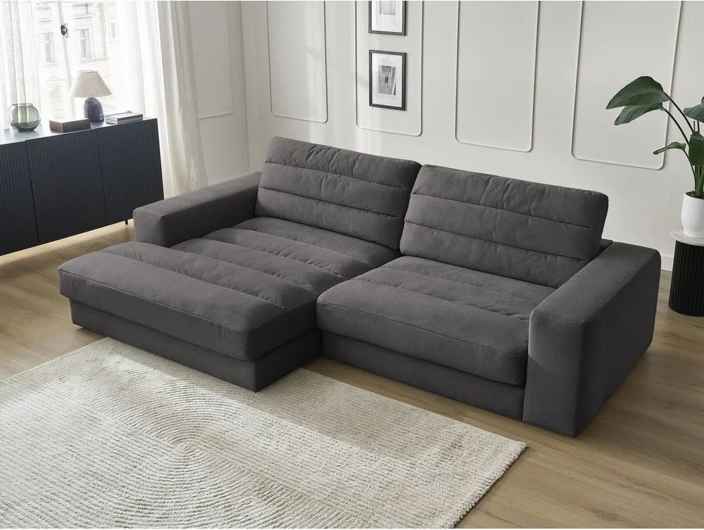 Антрацитен кадифен ъглов диван (ляв ъгъл) Sierra – Bobochic Paris