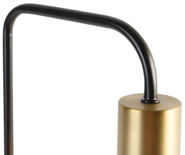 Дизайнерска настолна лампа черна със злато и опушено стъкло - Zuzanna