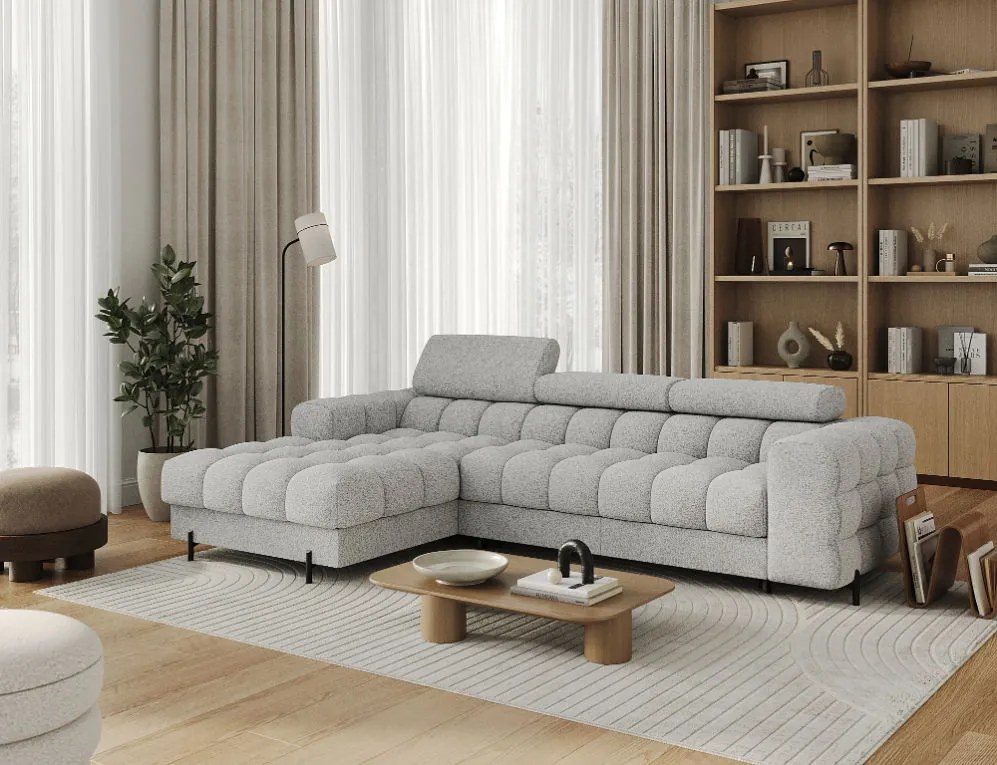 Ъглов диван Freyia-Светлосив-Ляв