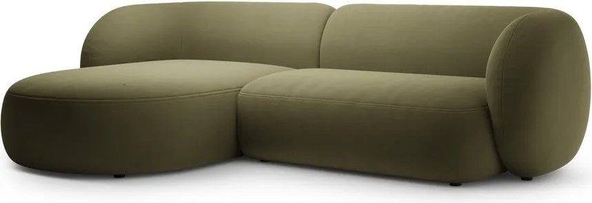 Зелен кадифен ъглов диван (ляв ъгъл) Kate – Micadoni