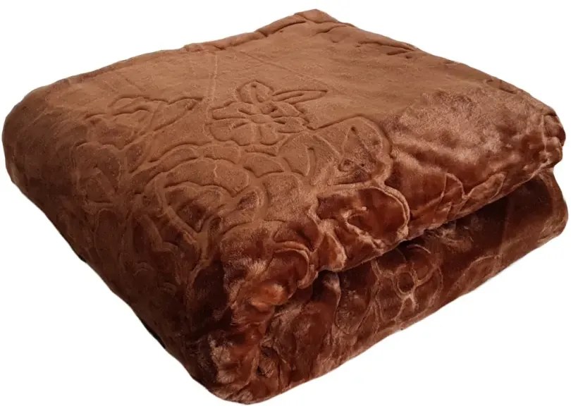 Висококачествено дебело акрилно одеяло кафяво с релефен модел Ширина: 160 см | Дължина: 210 см