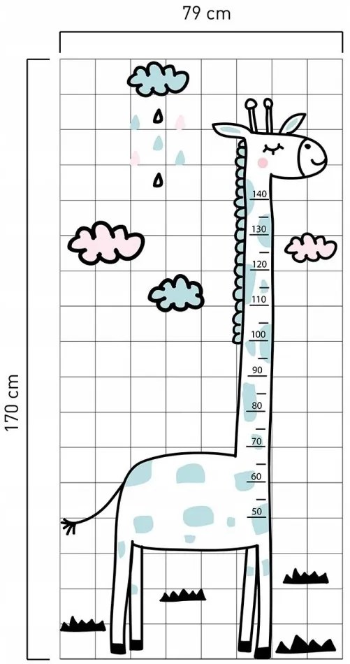 Очарователен стенен стикер метър Жираф 170 х 79 см
