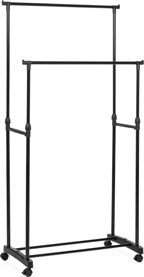 Черна метална стойка за дрехи на колелца 80x160x42 cm Roald – Yes Everyday