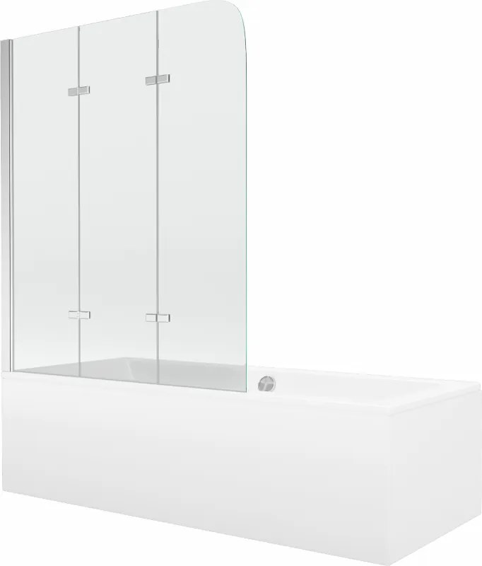 Mexen Cube Правоъгълна вана 170 x 80 см с облицовка и параван с 3 крила 120 см,