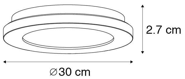 Потапящ се плафон бял 30 см с LED 3-степенна димираща IP44 - Steve