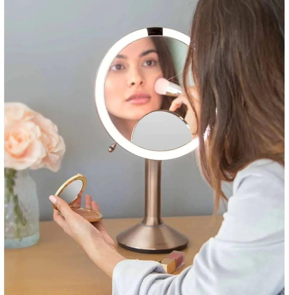 Козметично огледало със светлина/увеличително (5x) ø 20 cm Sensor Trio – simplehuman