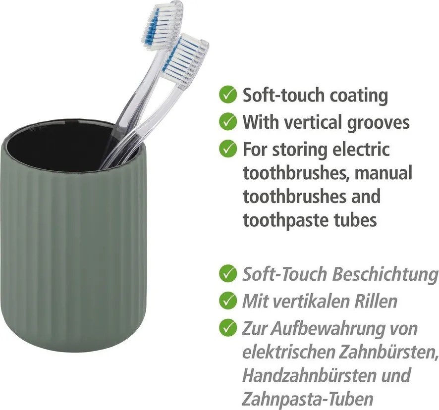 Зелена керамична чаша за четки за зъби Belluno - Wenko