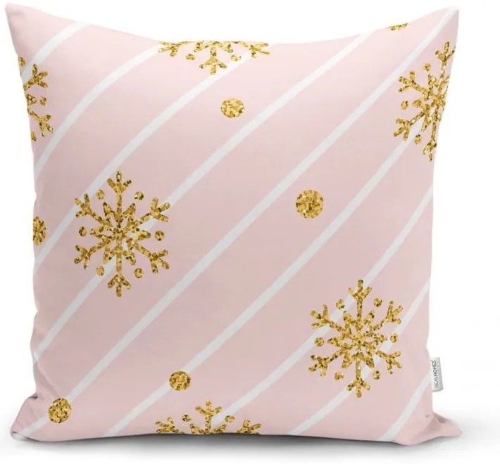 Коледна калъфка за възглавница Златни снежинки, 42 x 42 cm - Minimalist Cushion Covers