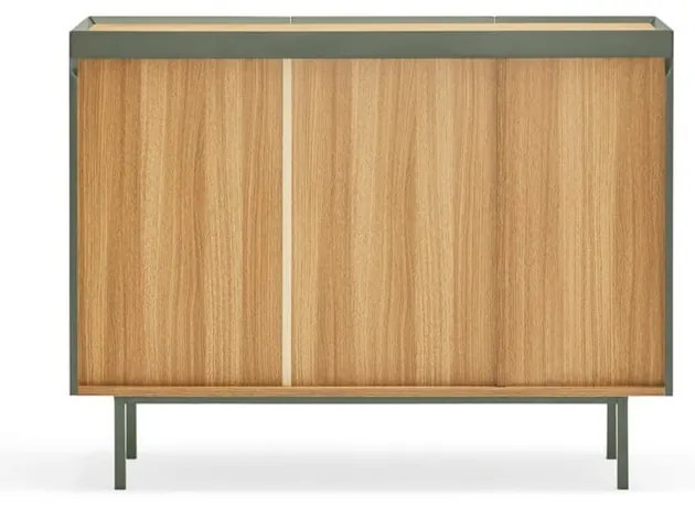Зелен нисък скрин от декор от дъб 110x85 cm Arista – Teulat