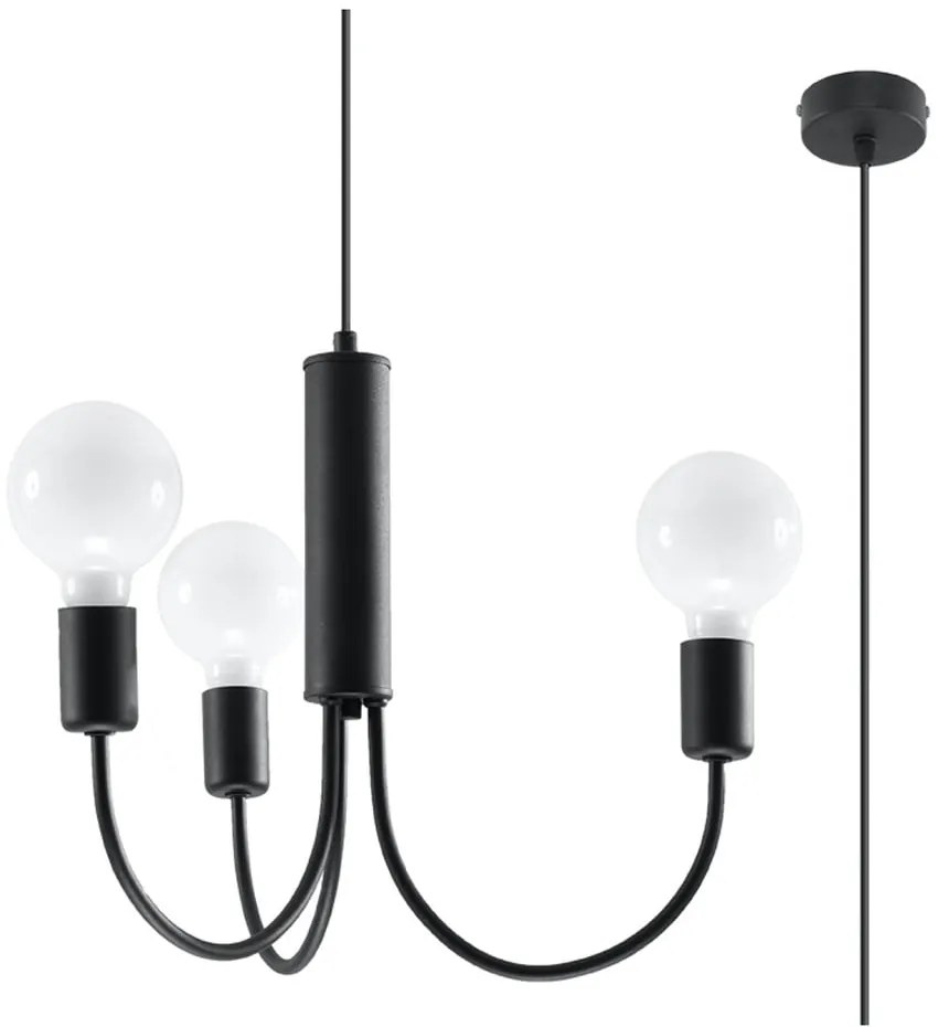 Черно висящо осветително тяло ø 45 cm Karim – Sollux