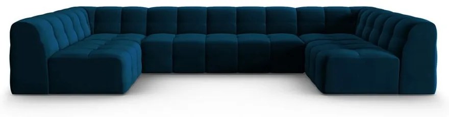 Тъмносин ъглов диван от кадифе (U-образен) Kendal - Micadoni Home