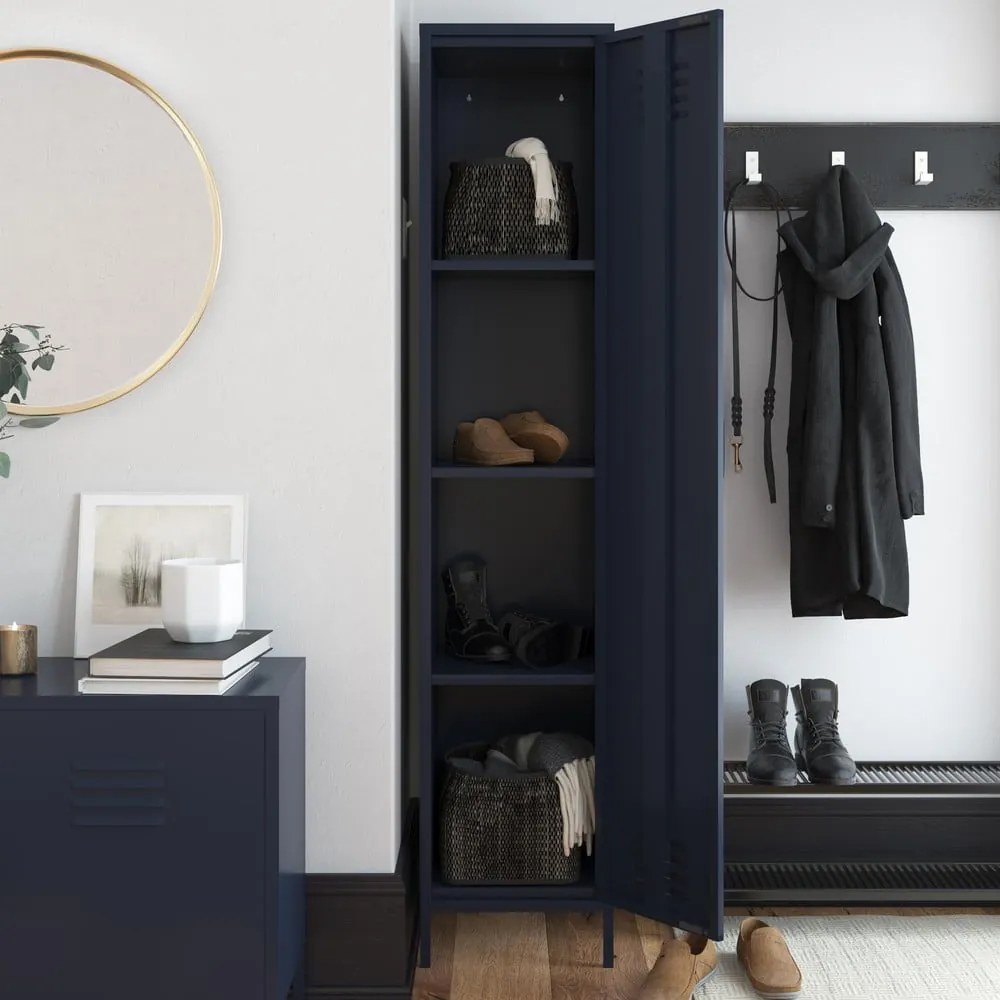 Син метален шкаф 38x185 cm Bradford - Queer Eye