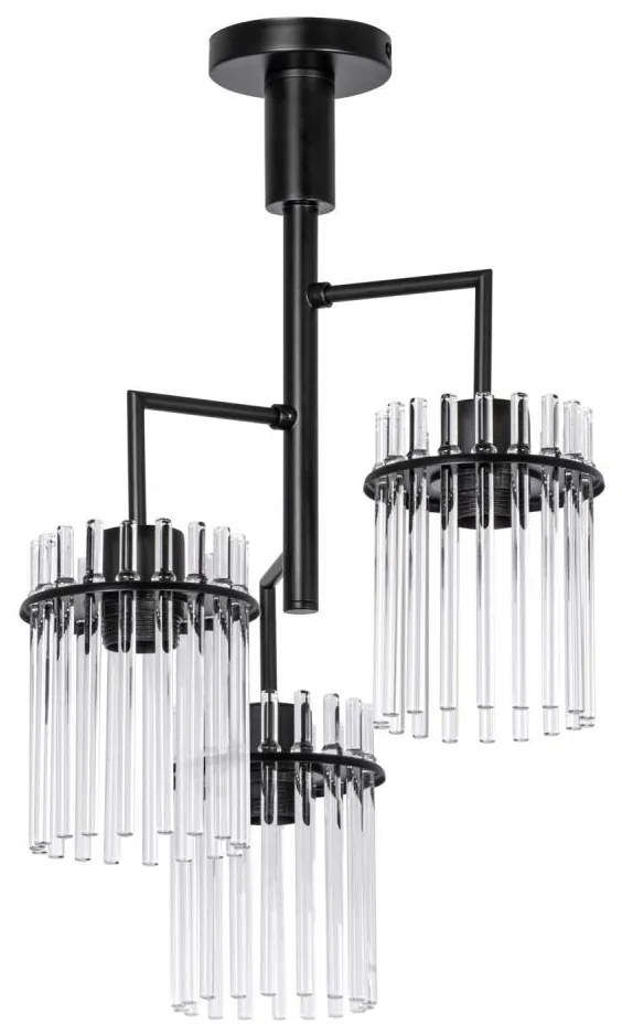 Висящ полилей 3xE27/60W/230V черен/прозрачен