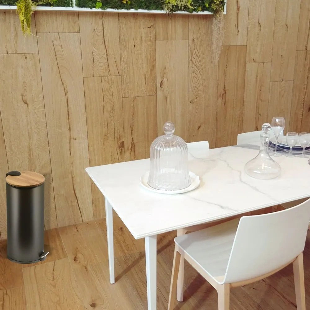 Матово черно стоманено кошче за боклук с педал 30 l Adonis – Spirella