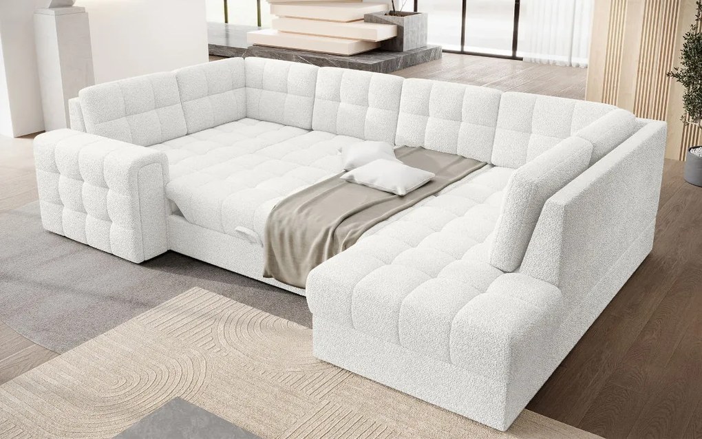 Ъглов диван Bale U-Бяло-Десен