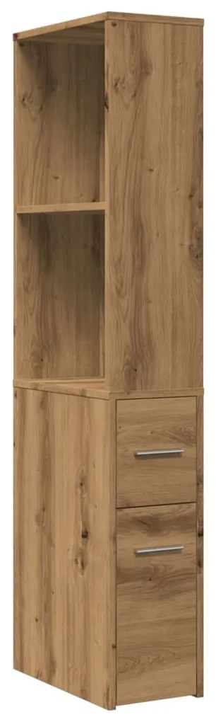 855303 vidaXL Тесен скрин за баня с колелца, дъб артизан, инженерно дърво