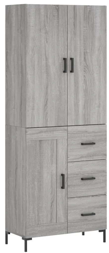 3196017 vidaXL Висок шкаф, сив сонома, 69,5x34x180 см, инженерно дърво