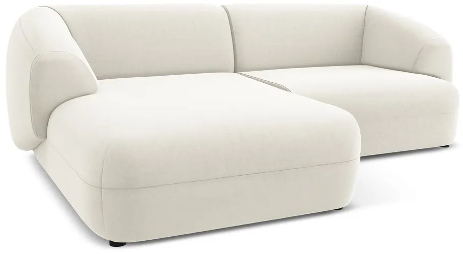 Бял кадифен ъглов диван (ляв ъгъл) Moana – Makamii