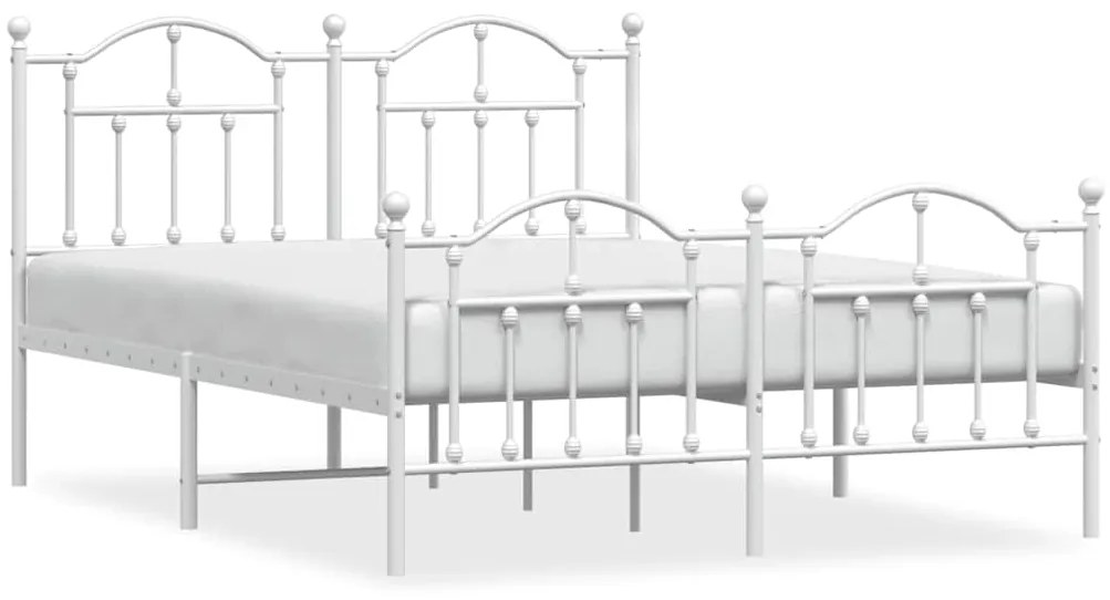 353505 vidaXL Метална рамка за легло с горна и долна табла, бяла, 135x190 см