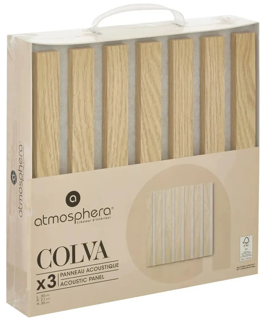 Сет декоративен панел atmosphera Colva, MDF, 30x30 cm, 3 бр - Тъмно дърво