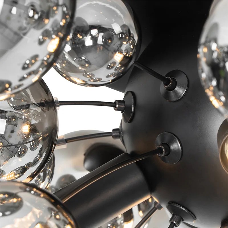 Дизайнерски плафон черен с опушено стъкло 4-лампа - Explode