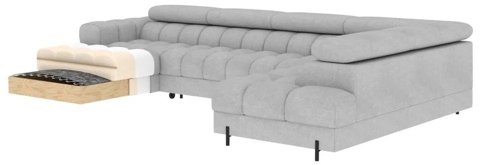 Кремав разтегателен ъглов диван от букле (десен ъгъл U форма) Feraria – ELTAP